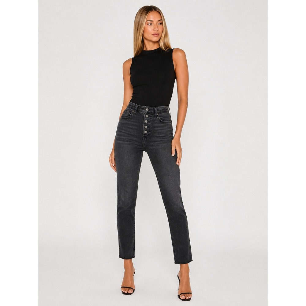 Denim Forum The Yoko High Rise Slim Jeans Washed Black Size 25